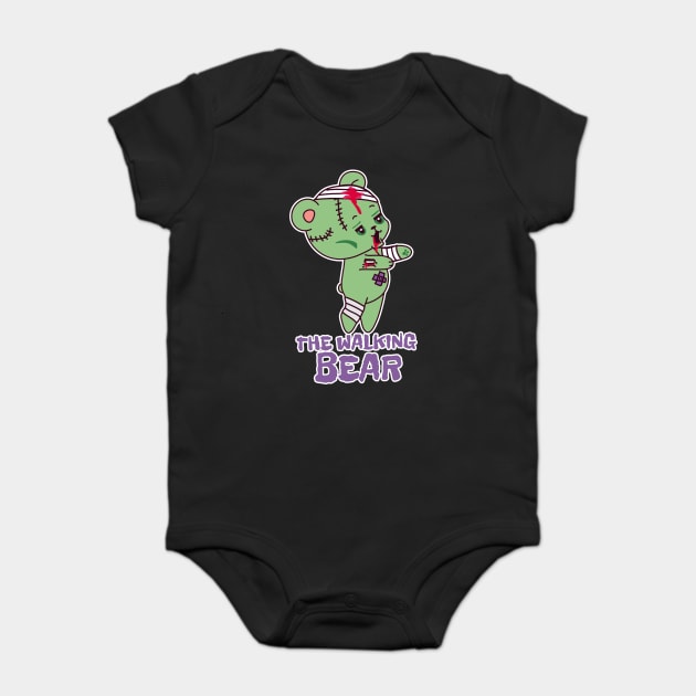 The Walking Bear Funny Halloween Zombie Bear Character Baby Bodysuit by creative